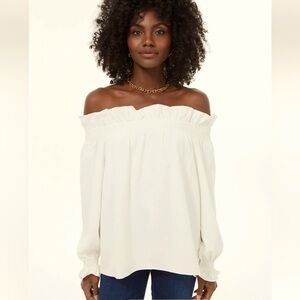 Tuckernuck White Off the Shoulder Marquerite Pullover Top / small